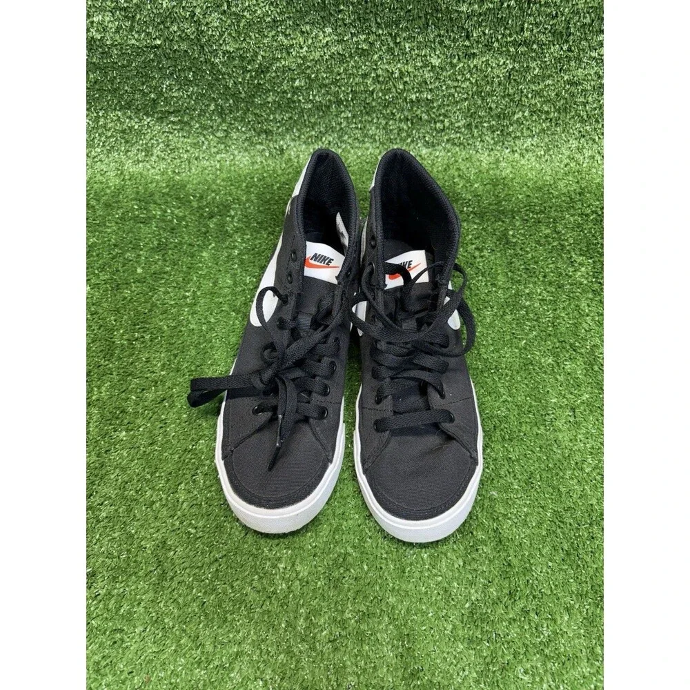 EUC Nike Court Legacy Women's Canvas Mid US 8 Black White DDO161-001 Clean Retro